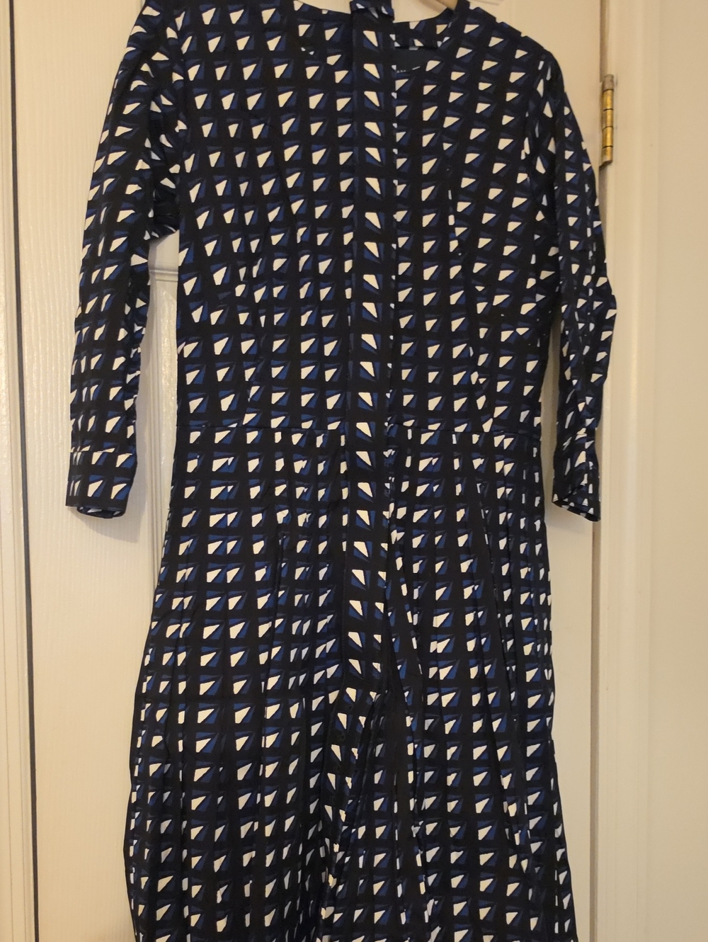 Samantha Sung Women's Geometric Maxi Dress Blue & Black Size 10 Like New